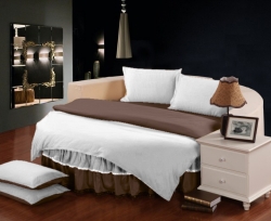 Комплект постельного белья с цельной простынью - подзором на Круглую кровать Белый + Порох Чернигов