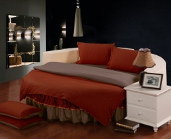 Комплект постельного белья с цельной простынью - подзором на Круглую кровать Винный + Порох Чернигов