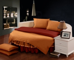 Комплект постельного белья с цельной простынью - подзором на Круглую кровать Медовый + Винный Чернигов