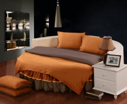 Комплект постельного белья с цельной простынью - подзором на Круглую кровать Медовый + Порох Чернигов