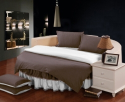 Комплект постельного белья с цельной простынью - подзором на Круглую кровать Порох + Белый Чернигов