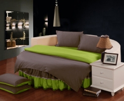 Комплект постельного белья с цельной простынью - подзором на Круглую кровать Порох + Салатовый Чернигов