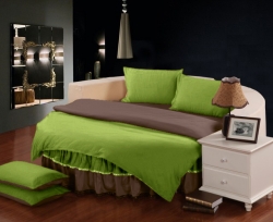 Комплект постельного белья с цельной простынью - подзором на Круглую кровать Салатовый +  Порох Чернигов