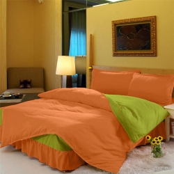 Комплект постельного белья с цельной простынью - подзором Медовый + Салатовый Чернигов