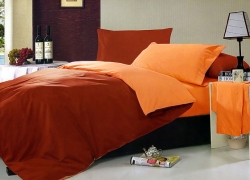 Двухстороннее постельное белье Оранжевый + Винный Чернигов