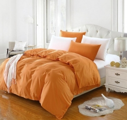 Двухсторонее постельное белье Оранжевый + Белый Премиум класса Чернигов