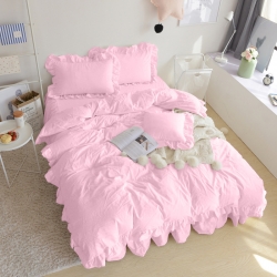 Комплект постельного белья Розовый Премиум с Рюшей Чернигов