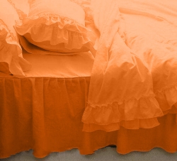 Постельное белье с двойной рюшей Премиум Оранжевый модель 2 Чернигов