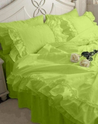 Комплект постельного белья с двойной рюшей Салатовый Премиум модель 2 Чернигов