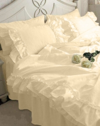 Комплект  постельного белья с двойной рюшей Шампань Премиум модель 2 Чернигов