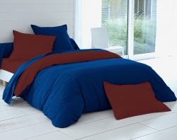 Двухстороннее постельное белье Синий + Темно коричневый Чернигов
