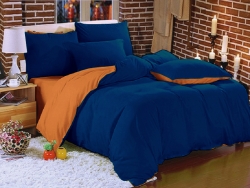 Двухстороннее постельное белье Синий + Оранжевый Чернигов