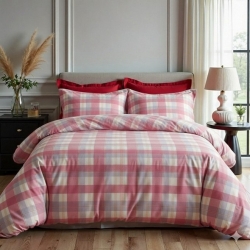 Постільний комплект Фланель Акварель клітинка Рожевий Супер Люкс Чернигов